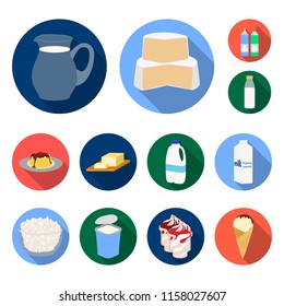 Milk product flat icons in set collection for design.Milk and food vector symbol stock web illustration.