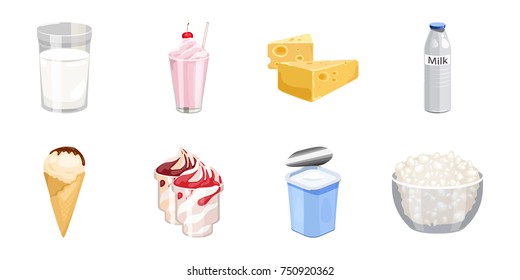 Milk product icons in set collection for design.Milk and food vector symbol stock  illustration.