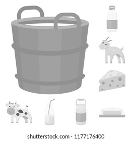 Milk product monochrome icons in set collection for design.Milk and food vector symbol stock web illustration.