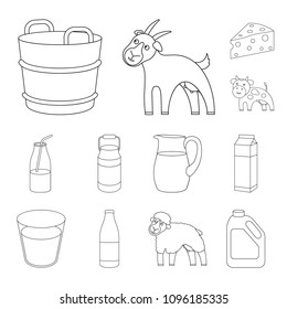 Milk product outline icons in set collection for design.Milk and food vector symbol stock web illustration.