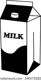 Diseño plano del paquete de productos lácteos. Icono vector de paquete de leche. Pictograma de símbolo de caja de leche. Caja de caricaturas. ilustración de vector de icono perfecta para alimentos y bebidas.
