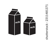 Milk product package flat sign design. Milk package vector icon. Milk box symbol pictogram.  