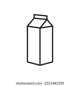 Diseño de señales planas en el paquete de productos lácteos. Icono vector de paquete de leche. Pictograma de símbolo de caja de leche.  