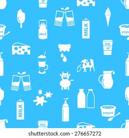 milk and milk product theme icons seamless pattern eps10