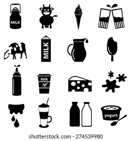 milk and milk product theme icons set eps10