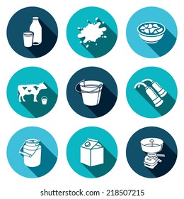 Milk production flat Icons set