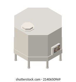Milk production isometric composition with isolated image of industrial facility on blank background vector illustration