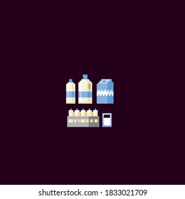 Symbol für Milcherzeugnisse Pixelkunst. alte Computergrafik. 8-Bit-Videospiel.
