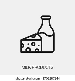 milk products icon vector. Linear style sign for mobile concept and web design. milk products symbol illustration. Pixel vector graphics - Vector.