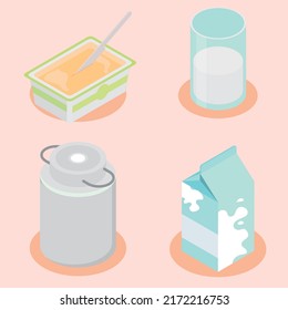 milk products icons pack design