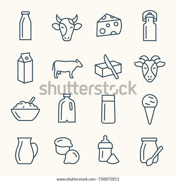 Milk products line icon\
set
