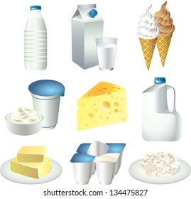 Milk Products Photo-realistic Vector Set