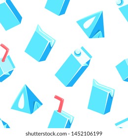 Milk Products Seamless Pattern, Design Element Can Be Used for Wallpaper, Packaging, Background Vector Illustration