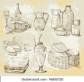 milk products vector set