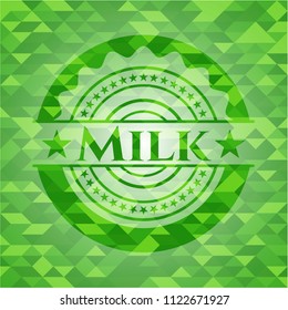 Milk realistic green mosaic emblem