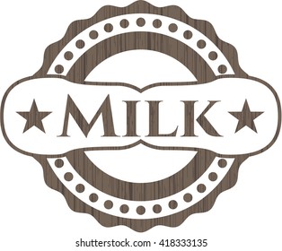 Milk realistic wooden emblem