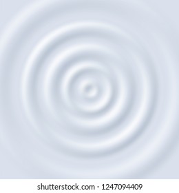 Milk ripple. Circle waves yogurt cream. Close up top view white milk circular ripples vector texture