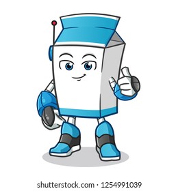 milk robot mode mascot vector cartoon illustration
