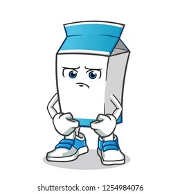 milk sad mascot vector cartoon illustration