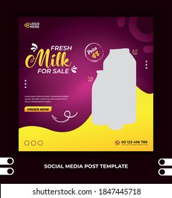 Milk sale social media post or square banner design template