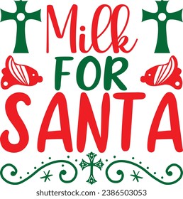 Leche para Santa, diseño y archivo vectorial.