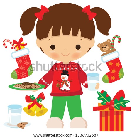 Milk for Santa vector cartoon illustration