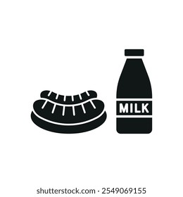 Milk and sausage set food icon vector basic design simple and modern concept graphic
