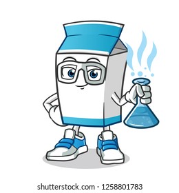 milk scientists mascot vector cartoon illustration