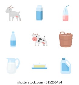 Milk set icons in cartoon style. Big collection of milk vector symbol stock illustration