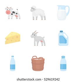 Milk set icons in cartoon style. Big collection of milk vector symbol stock illustration