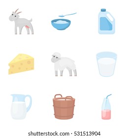 Milk set icons in cartoon style. Big collection of milk vector symbol stock illustration