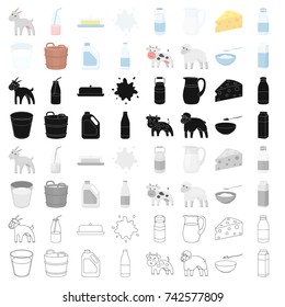 Milk set icons in cartoon style. Big collection of milk vector symbol stock illustration