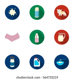 Milk set icons in flat style. Big collection of milk vector symbol stock illustration
