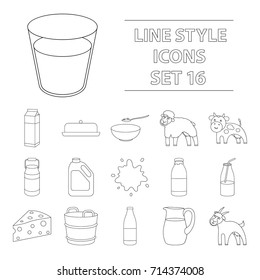 Milk set icons in outline style. Big collection of milk vector symbol stock illustration