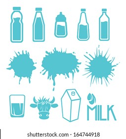 Milk set of labels and icons