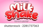 Milk shake 3d editable text effect template