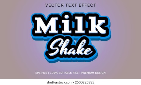 Milk Shake 3d editable text effect, font editable, typography, 3d text . vector template