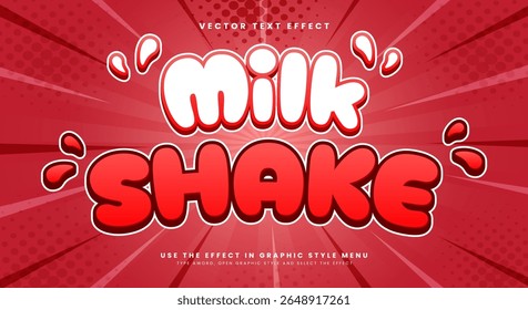 Plantilla de efecto de texto editable de Milk Shake 3d Adecuado para tema de cómic