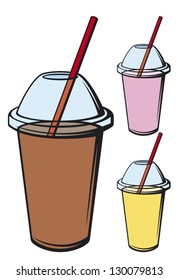 milk shake (beverage cup with drinking straw)