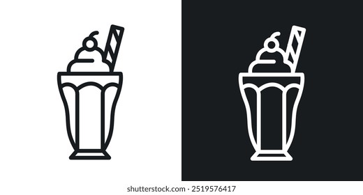 Milk shake black and white icon.
