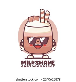 milk shake cartoon mascot. drinks vector illustration. isolated on a white background