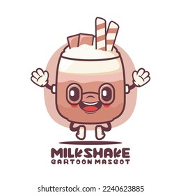 milk shake cartoon mascot. drinks vector illustration. isolated on a white background