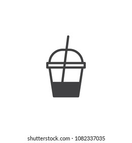 Milk shake container vector icon. filled flat sign for mobile concept and web design. Plastic cup drink with straw simple solid icon. Symbol, logo illustration. Pixel perfect vector graphics