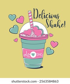 Milk Shake delicioso love vector