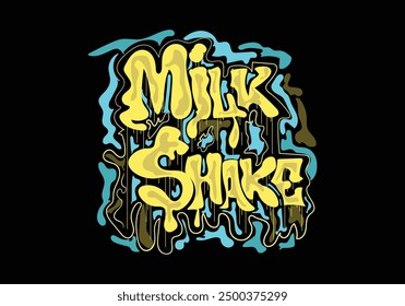 MILK SHAKE doodle text art style