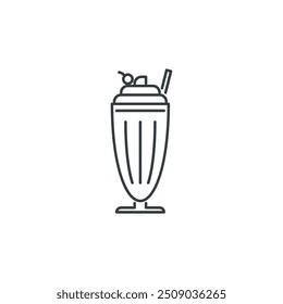 Leche, batido, bebida, cereza, icono dulce, Ilustración vectorial