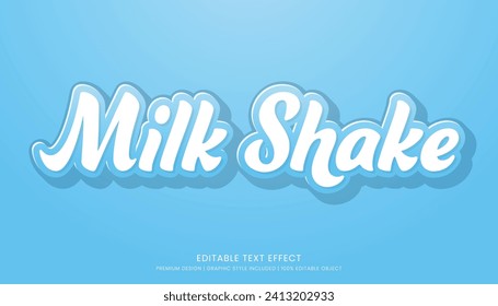 milk shake editable 3d text effect template bold typography and abstract style drinks logo and brand