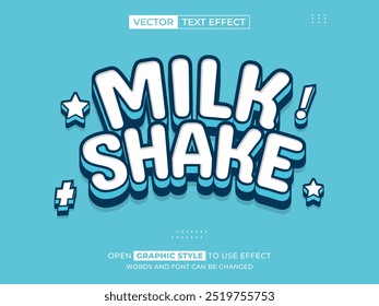 Batido de leche texto editable, efecto de fuente, texto 3D para el título