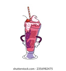 Milk Shake Fast Food Character Isolated Retro Cartoon Vector