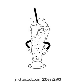 Milk Shake Fast Food Character Isolated Retro Cartoon Vector